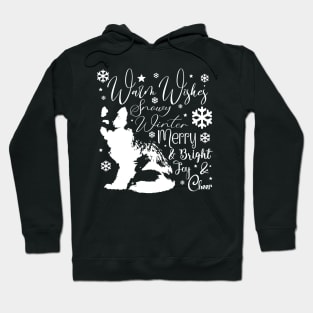 Warm Wishes Holiday Snow Fox in Light Font Hoodie